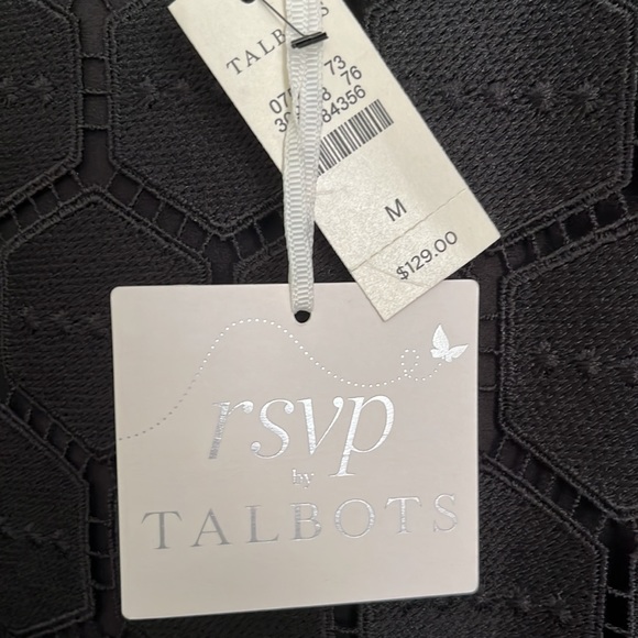 Talbots.  Black geo shape top.  3/4 sleeve. New with tags. Medium. - Picture 4 of 5
